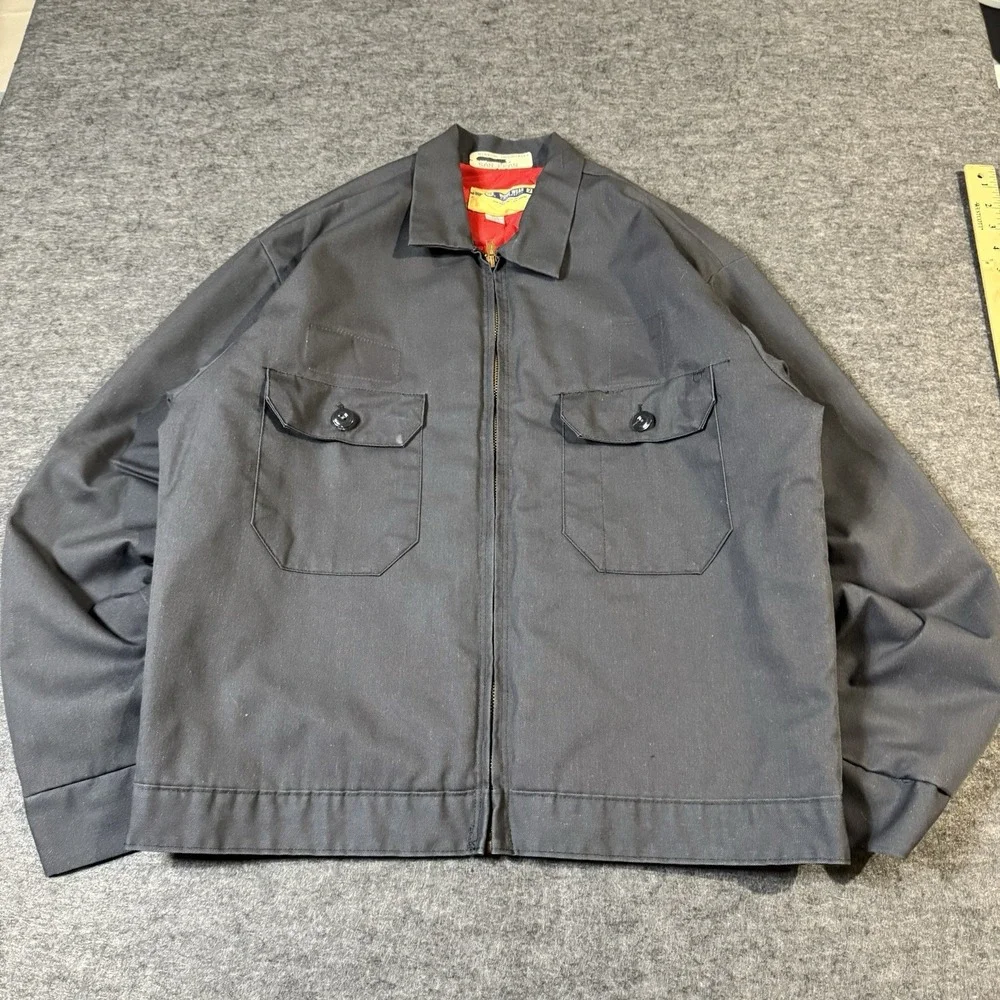 Vintage 70s Work Wear Corporation Gray Mechanics Garage Quilt Lined Jacket M